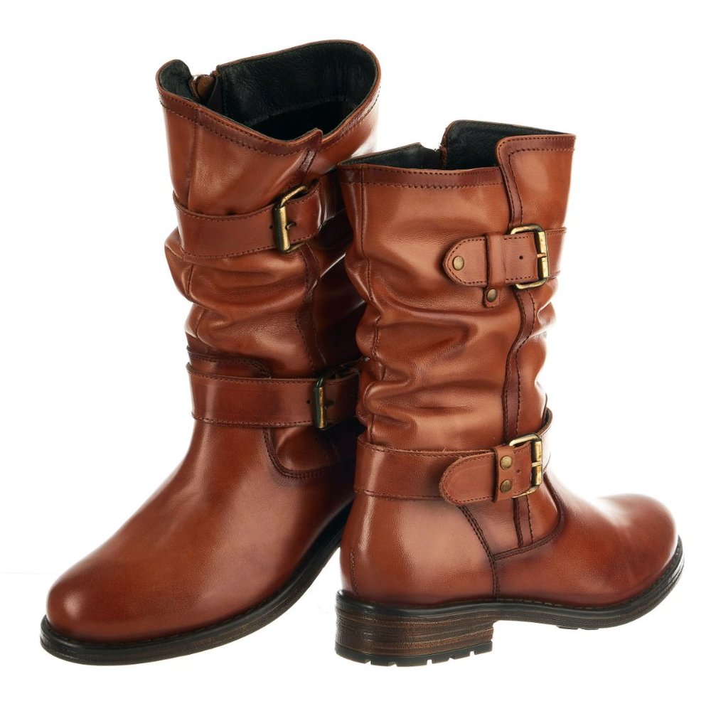 Eric Michael Noelle Slouch Motorcycle Boots - Cognac 42